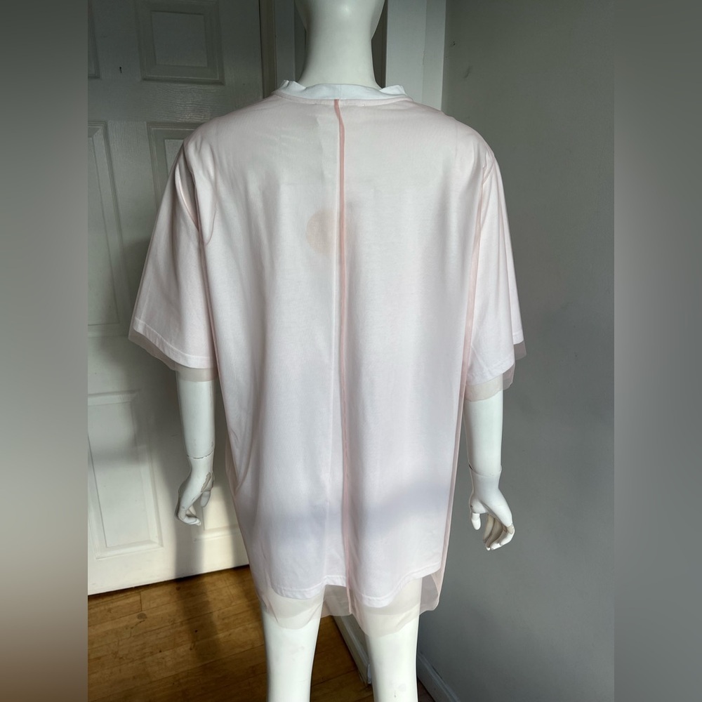 Scrambled Ego Women T-shirt Top Pink Mesh Alice in Wonderland Graphic Print Sz M - Picture 5 of 10